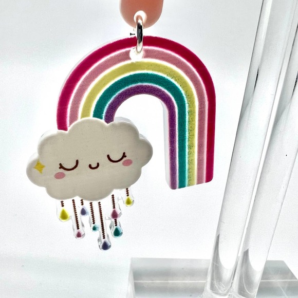 Rainbow and Rain Cloud Earrings - Teacher Earrings - Spring Earrings - Picture 2 of 10